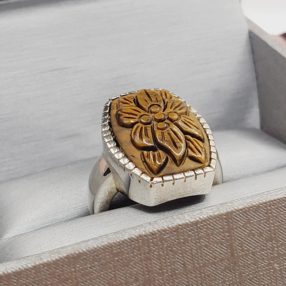 Tigers Eye Silver Ring